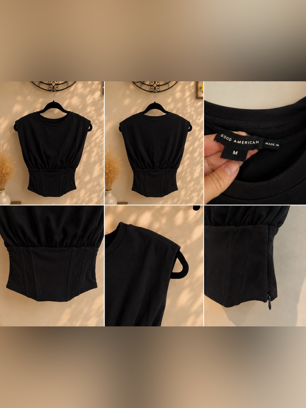 Good‎ American Sleeveless Corset Top in Black001